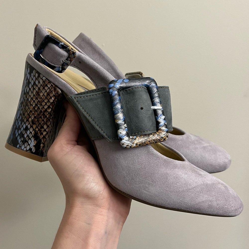 Girotti Block Heel Shoes Snake Suede - Picture 2 of 16